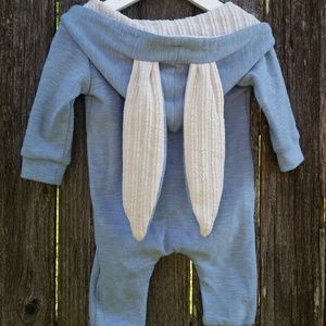 NWT Girls Boys Blue Bunny Ear Hood Pajama Sleeper